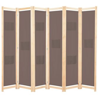 Berkfield Home 6-Panel Room Divider Brown 240x170x4 cm Fabric | Size: 240 x 170 x 4 cm