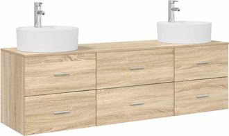 vidaXL Juego De Muebles De Ba&ntilde;o 3 Uds. Roble Sonoma Vidaxl