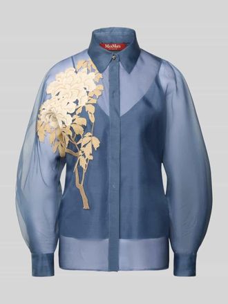 Max Mara Regular Fit Bluse aus reiner Seide Modell SELIBBRA in Rauchblau, Gr&ouml;&szlig;e 42