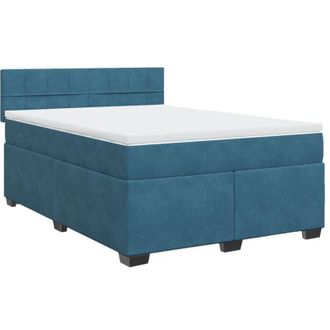 vidaXL Cama Box Spring Con Colch&oacute;n Terciopelo Azul Oscuro 140x200 Cm Vidaxl