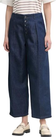 Benetton High Waist Button-Fly Wide Jeans - Dames - Loose Fit Jeans - Blauw - W29 - Katoen - Jeans