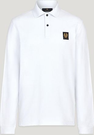 Belstaff Long Sleeved Polo Mens Cotton Pique White Size 2XL