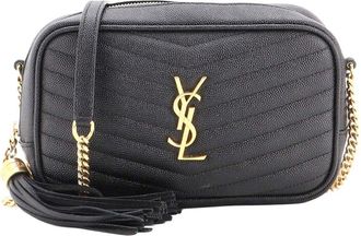 Saint Laurent Black Matelasse Chevron Leather Lou Camera Bag Mini (Authentic Pre-Loved)