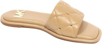 Michael Kors Hayworth Slide Sandalen - Dames - Sandalen - Beige - 37 1/2 EU - Leer - Schoenen