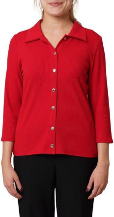 Cyrus Buttoned Ribbed Knit Top in Salsa at Nordstrom Rack, Size Medium