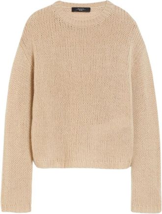 Max Mara Rondgebreide trui - Dames - Ronde hals truien - Beige - M - Truien & Vesten