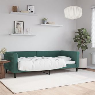 vidaXL Sof&aacute; Cama Sin Colch&oacute;n Terciopelo Verde Oscuro 90x200cm Vidaxl