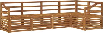 vidaXL Conjunto De Sof&aacute;s De Exterior 5 Uds. Natural Poli&eacute;ster Vidaxl