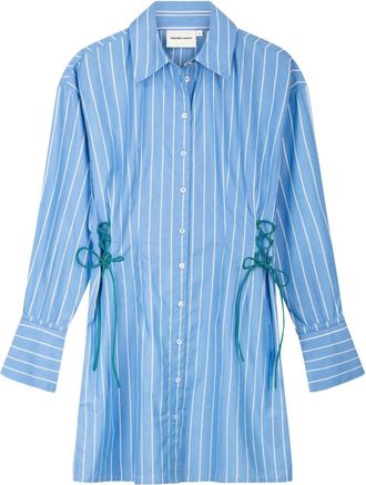 Fab By Fabienne Chapot Coletta Pyjama Stripe Jurk - Dames - Shirt Kleedjes - Blauw - S - Katoen - Kleedjes