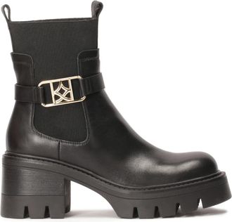 Kazar Instaplaarzen met decoratieve afneembare band - Dames - Chelseaboots - Zwart - 38 EU - Leer - Schoenen