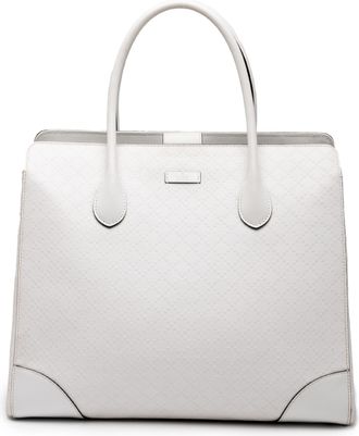 Gucci Pre-owned Womens Diamante Bright Leather Tote - White - One Size