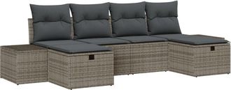 vidaXL Vidaxl - Garden Sofa Set with Cushion 6 pcs Grey Poly rattan