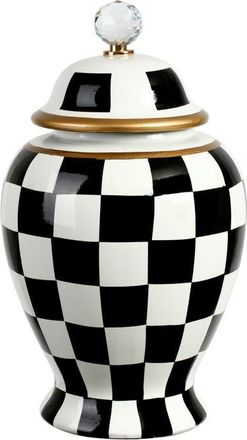 Mark Roberts Checkered Urn with Lid, Large in Black at Nordstrom