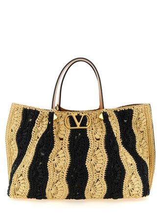 Valentino Garavani Beige VLogo Signature Tote