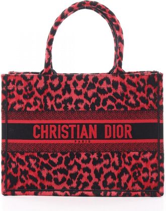 Dior Black Red Color Canvas Handbag Tote Bag (Pre-Owned)