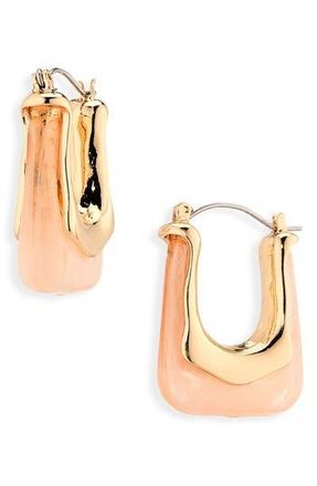 Cara Acrylic Geometric Hoop Earrings in Gold/Peach at Nordstrom Rack