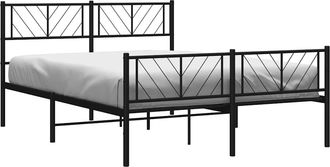 vidaXL Estructura Cama Sin Colch&oacute;n Con Estribo Metal Negro 135x190 Cm Vidaxl