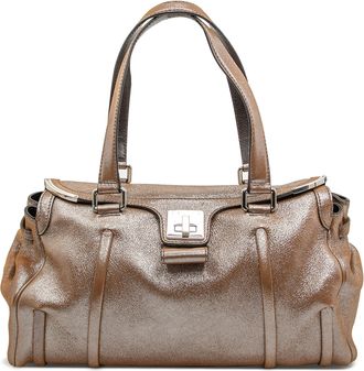 Celine Pre-owned Womens Shimmer Leather Front Flap Shoulder Bag - Tan - One Size