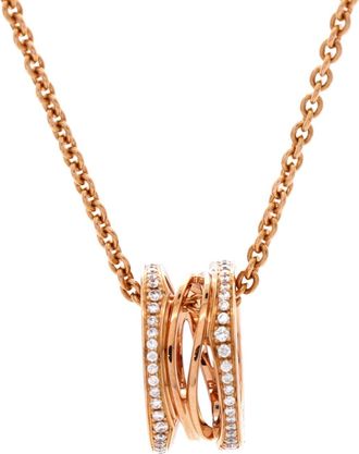 Bulgari B. Zero1 Open Design Legend Zaha Hadid Pendant Necklace 18K Rose Gold with Diamonds
