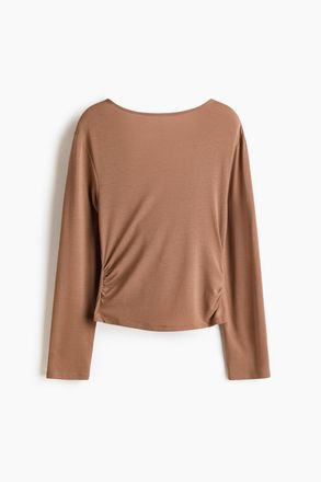 H&M Jerseyshirt mit Wasserfallausschnitt - Beige