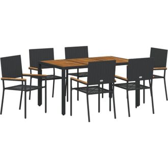 vidaXL Conjunto De Comedor De Jard&iacute;n 7 Pcs Negro, Madera Vidaxl