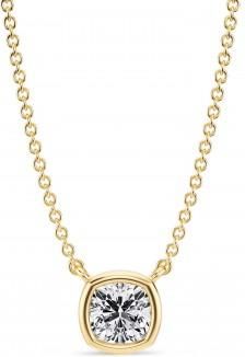 Allurez Cushion Lab Diamond Solitaire Pendant Necklace 14K Yellow Gold (0.50ct)