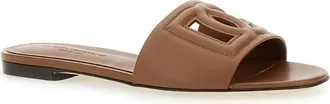 Dolce & Gabbana Womens Slide Sandals Brown Leather Lamb