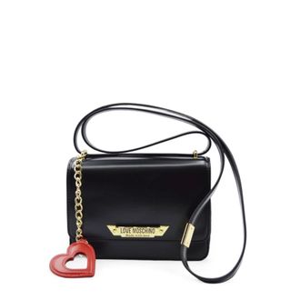 Love Moschino Cross Body Bags, female, Black, Size: ONE SIZE Iconic Heart Chain Shoulder Bag