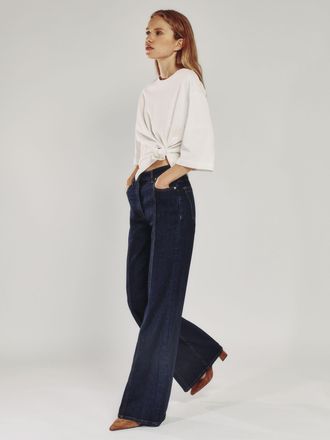 Reiss Indigo Flared Seam-detail Jeans, 34R