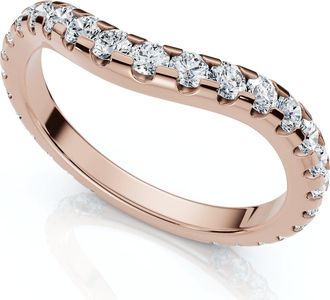 Pompeii3 3/4Ct Curved Pave Diamond Wedding Anniversary Ring 14k Gold Lab Grown