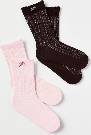 Damson Madder Pointelle Crew Socks