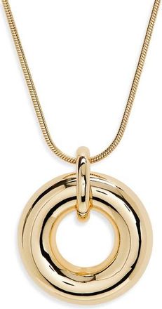 Nordstrom Circle Pendant Long Necklace in Gold at Nordstrom