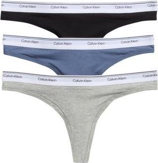 Calvin Klein Balance 3-Pack Thongs in Black/gr Hea/scorched Denim at Nordstrom Rack, Size X-Large