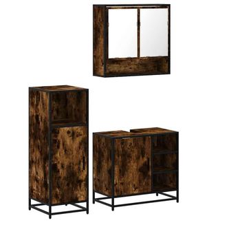 Berkfield Home 3 Piece Bathroom Furniture Set Smoked Oak Engineered Wood in Brown