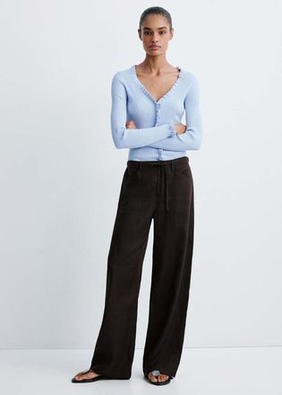 Mango Cardigan coste volant celeste - Donna - XXS - MANGO
