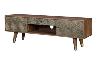 Giner&Colomer Mueble tv en madera de mango y bronce color marr&oacute;n