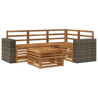 vidaXL Conjunto De Sof&aacute;s De Exterior 5 Pcs Natural 59 X 59 X 37 Cm Vidaxl