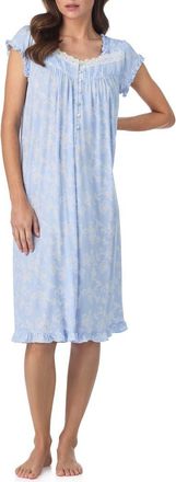 Eileen West Waltz Floral Nightgown in Blue/Prt at Nordstrom, Size X-Large