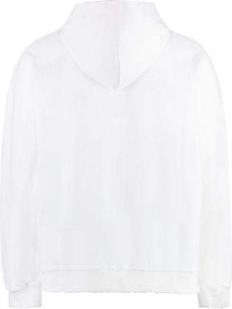 Palm Angels Mens Full-Zip Cotton Hoodie White Top