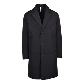 Hev&ograve; Cassano Single-Breasted Coat - Heren - Mantel - Zwart - L - Katoen - Jassen