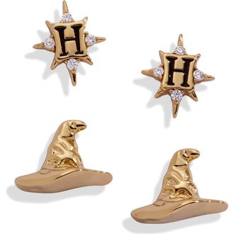 Alex and Ani Harry Potter Hogwarts & Sorting Hat Earring set of 2 in Gold at Nordstrom