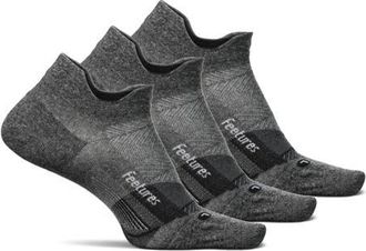Feetures Elite Light Cushion No Show Tab Athletic Ankle Socks Sport Sock with Targeted Compression in Stone Grey at Nordstrom, Size Small