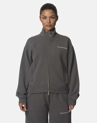 Good For Nothing felpa con zip e collo alto in cotone slavato grigia-Grigio
