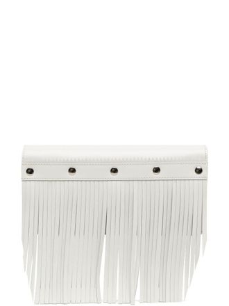 Comme Des Garçons stud-embellished fringed leather wallet - unisex - Leather - One Size - White