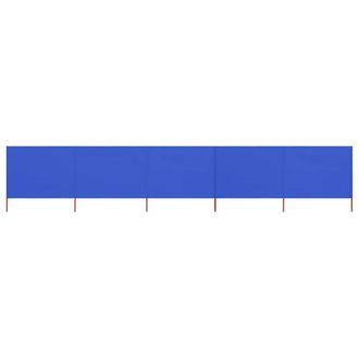 Berkfield Home 5-panel Wind Screen Fabric 600x160 cm Azure Blue