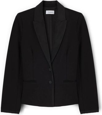 Motivi Milano Steek Blazer met Taffeta Details - Dames - Blazers - Zwart - XS - Leer - Jassen