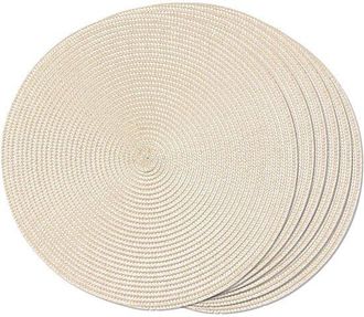OEM Set Di 6 Tovagliette Rotonde Intrecciate - Tovagliette - Tovagliette Rotonde - Tovagliette Per Bambini - Lavabili - Antiscivolo - 38 Cm (beige)