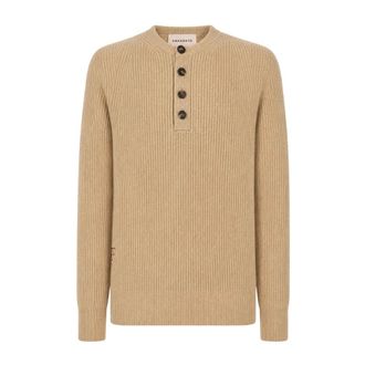 Amaranto Jersey de cuello redondo acanalado - Knitwear - Hombre - Beige - XL