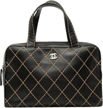 Chanel Pre-owned Quilted Lambskin Handbag - Dames - Vintage Handtas - Zwart - ONE Size - Leer - Vintage