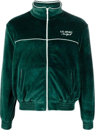 Sporty & Rich logo-embroidered zipped sweatshirt - men - Cotton - L - Green